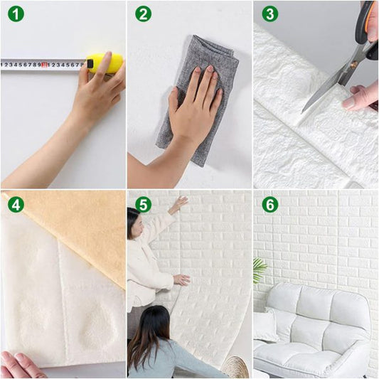 3d Wall Waterproof Sticker White Brick Sheet