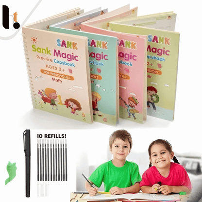 Sank Magic Practice Copybook Set – 4 Books + 10 Refills with Pen for Kids