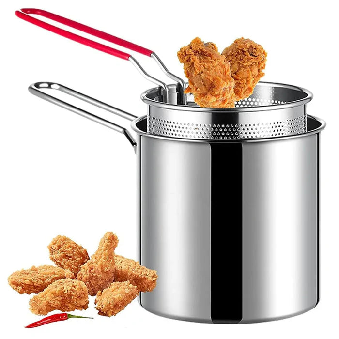 Stainless Steel Deep Fryer Pot with Strainer,
