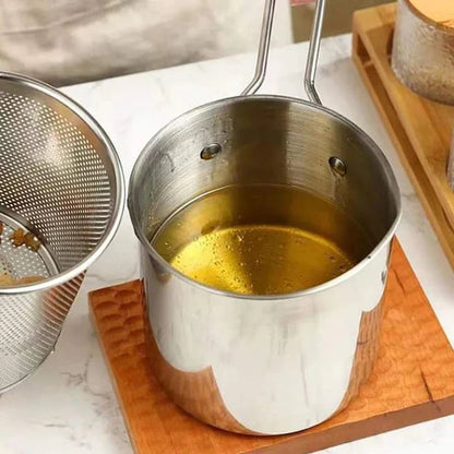 Stainless Steel Deep Fryer Pot with Strainer,