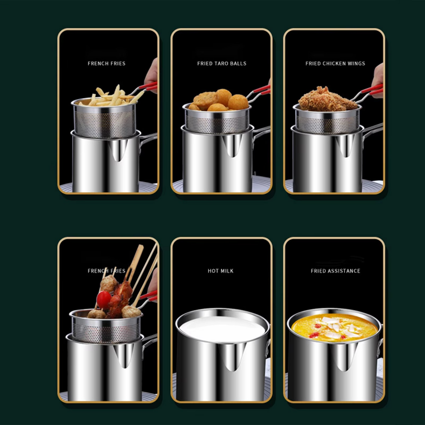 Stainless Steel Deep Fryer Pot with Strainer,