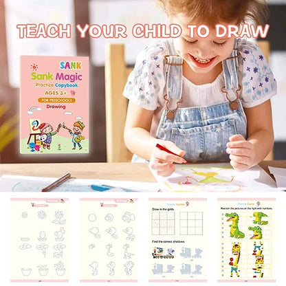 Sank Magic Practice Copybook Set – 4 Books + 10 Refills with Pen for Kids