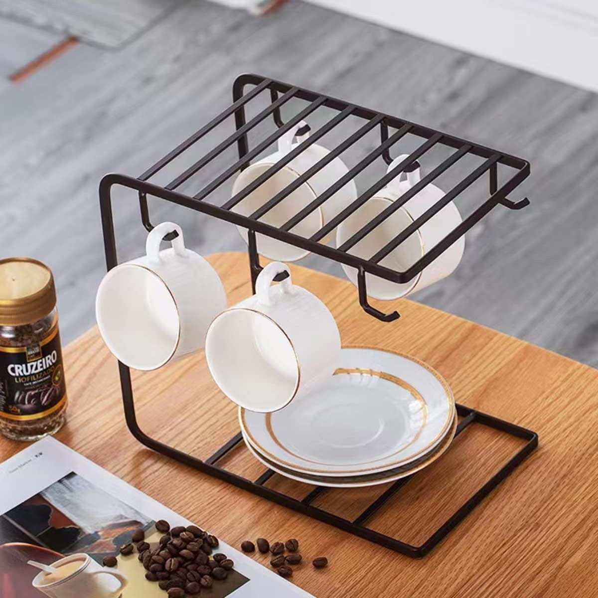 Modern Space-Saving Mug Organizer with Smooth Hooks
