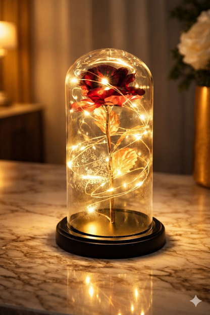 Rose LED light with Glass Dome Romantic, Perfect for gift
