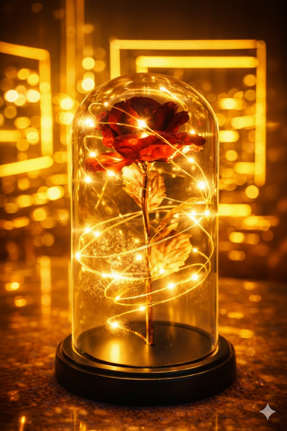 Rose LED light with Glass Dome Romantic, Perfect for gift