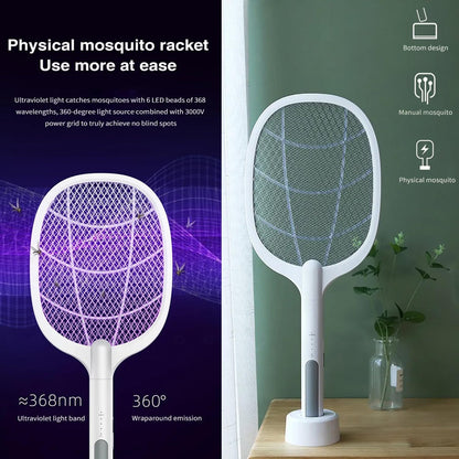 USB Rechargeable Mosquito Racket With Stand