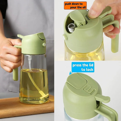 2-in-1 Oil Spray Bottle | Adjustable Mist & Dispenser