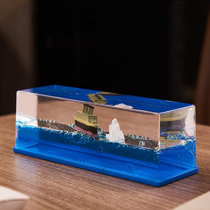 Titanic Unsinkable Fluid Drift Bottle – Acrylic Cruise Ship Decor with Iceberg Scene