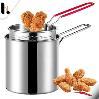 Stainless Steel Deep Fryer Pot with Strainer,