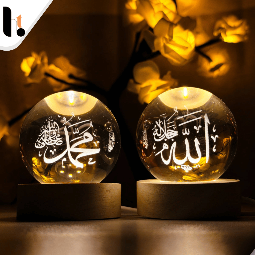 Crystal Ball 3D Arabic Night Lamp – for Prayer Rooms, Home,Gifting