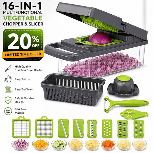 16-in-1 Vegetable Chopper & Slicer | Multifunctional Kitchen Tool | Pakistan