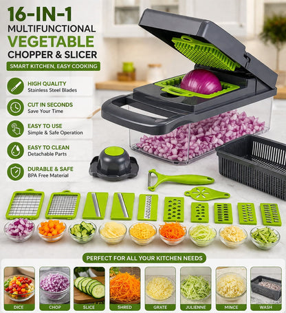 16-in-1 Vegetable Chopper & Slicer | Multifunctional Kitchen Tool | Pakistan