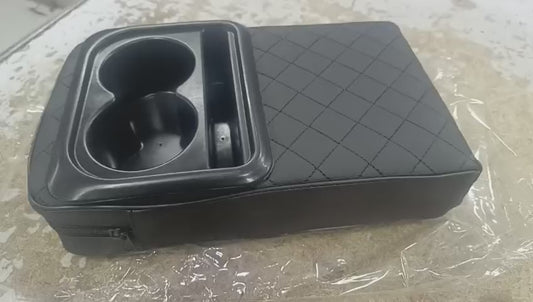 Car Armrest Cushion with Cup Holder & Storage Box