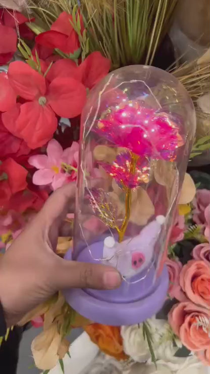 Rose LED light with Glass Dome Romantic, Perfect for gift